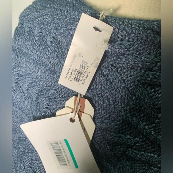 Current Elliott Blue Cable Knit Fringe Sweater Open Front, New w/ Tags, Size 1 - Picture 10 of 14